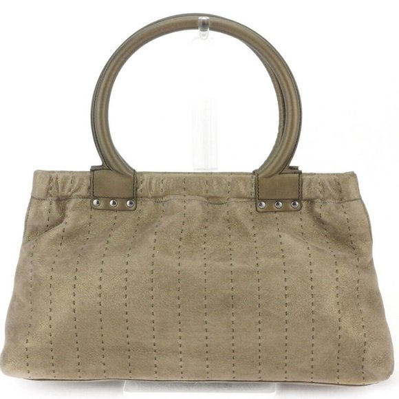 Salvatore Ferragamo tote bag stitch suede �~ leather Authentic used - Picture 2 of 8